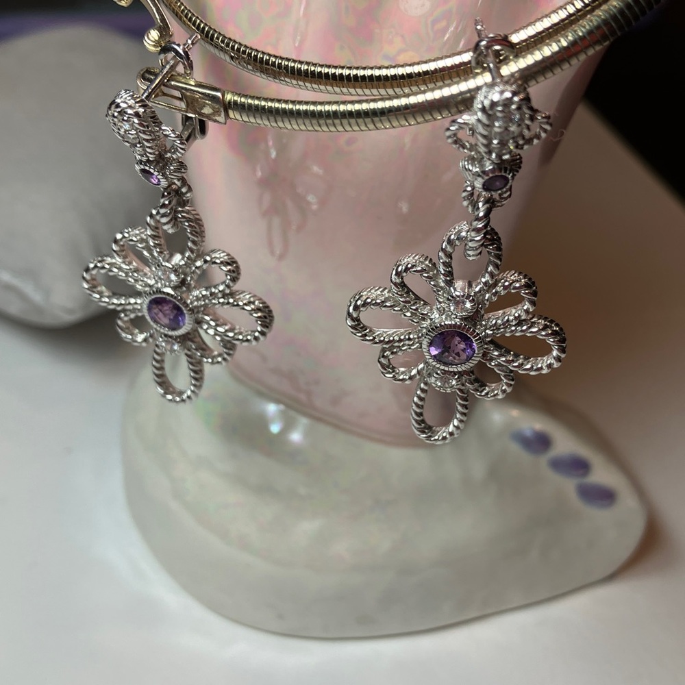 Judith Ripka Sterling Silver Gemstone Pendant and Earring Set - Picture 2 of 6